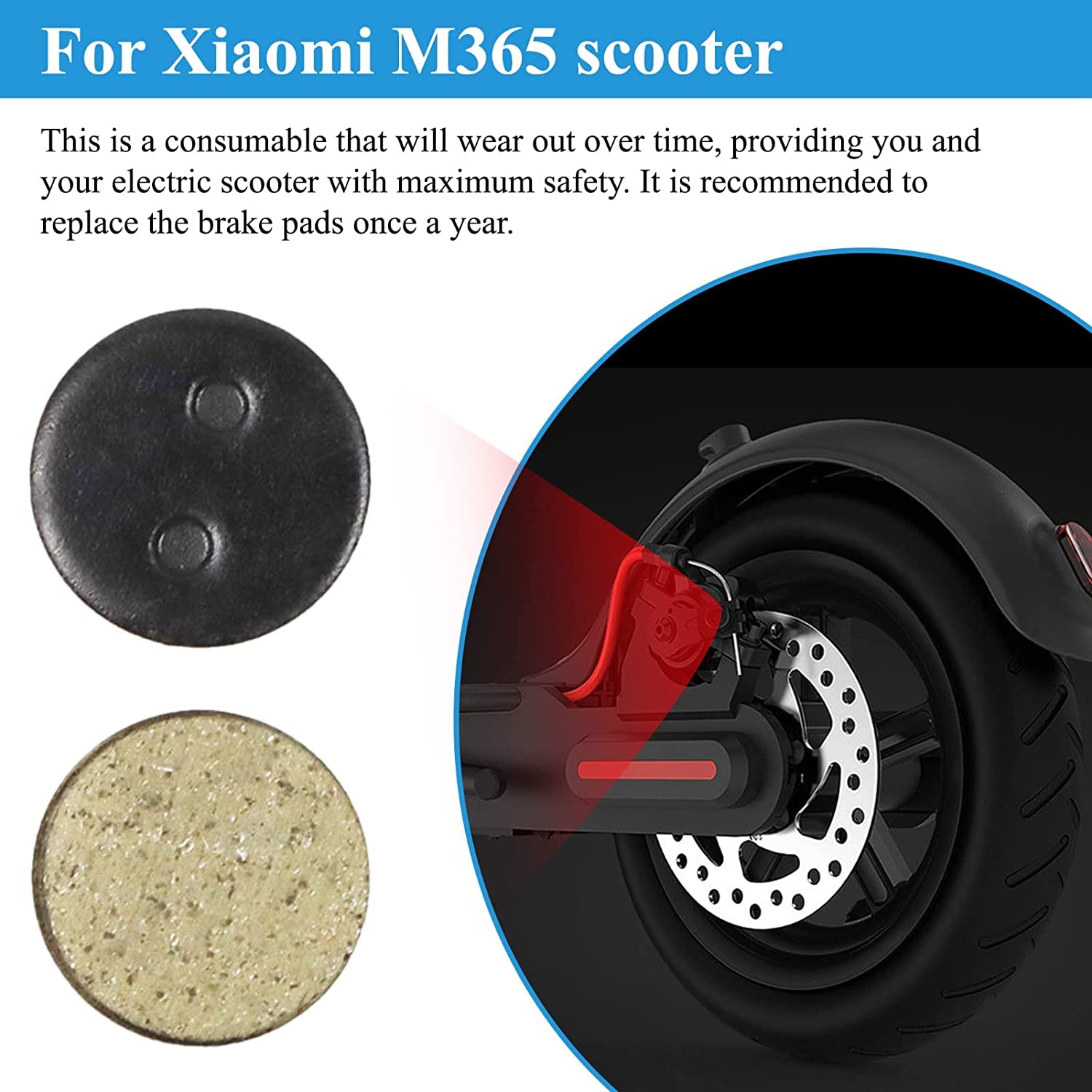 2 Paires De Plaquettes De Frein à Disque Pour Scooter électrique M365 (hors PRO) - Noires