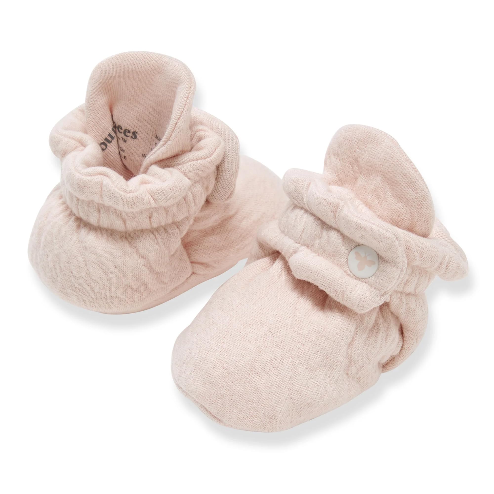 Burt’s Bees Baby Adjustable Baby Booties, 100% Organic Cotton, Easy On and Off Snap Boots, Snug Fit - Baby Essential