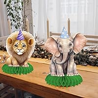 Vista 6 de Centros de mesa para fiesta de animales de safari, diseño de panal de abeja, decoración de fiesta temática de selva, centro de mesa de fiesta