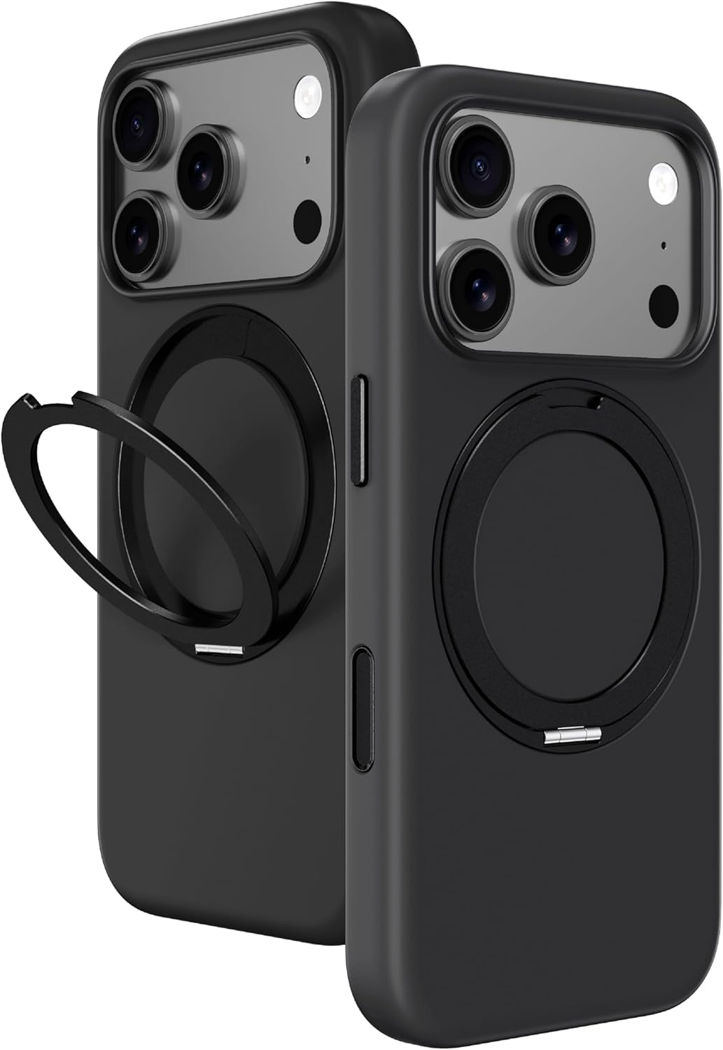 AMAZINGthing for iPhone 17 Pro [Cloudie MagSpin Case], Built-in 360° Spin Stand, Designed for MagSafe Accessories, 10FT Drop Proof, Magnetic Phone Cover, Skin-Friendly Silicone, Black