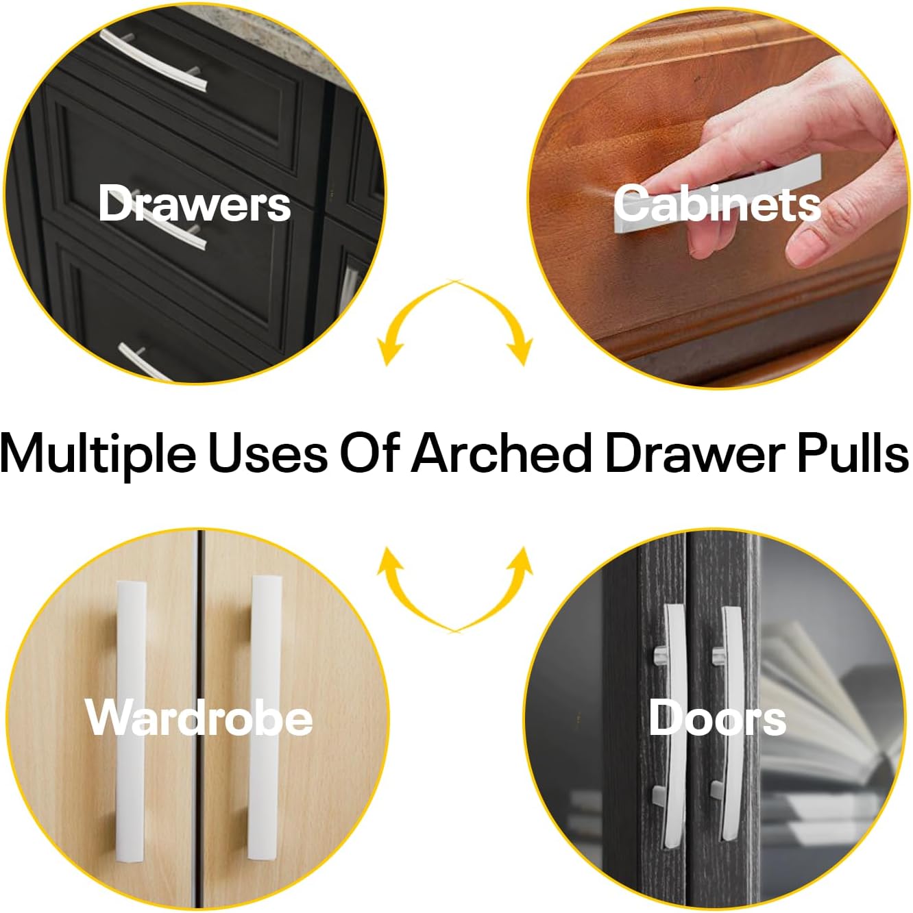 White Drawer Pulls 6.3 Inch Hole to Hole - 10 Pack - White Cabinet Handles - Handles for Cabinets and Drawers - Kitchen Cabinet Handles for Dresser, Drawers, Kitchen Cabinet Hardware & Furniture