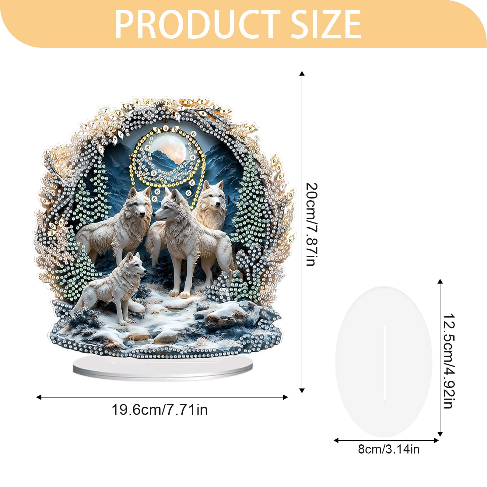 JISHSHAY Diamond Art Desk Ornaments Diamond Painting Desktop Decoration Gem Art Table Top Decorations Gem Painting Table Ornaments Mosaic Kits for Adults Desk Top Kits with Special Shape Wolf - Image 2