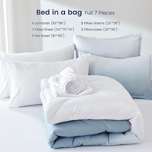 Miniatura 5 de SLEEP ZONE Juego de edredón de lujo de tamaño matrimonial, 7 piezas, ultra suave, ligero, esponjoso, acogedor, para adolescentes y adultos, suave