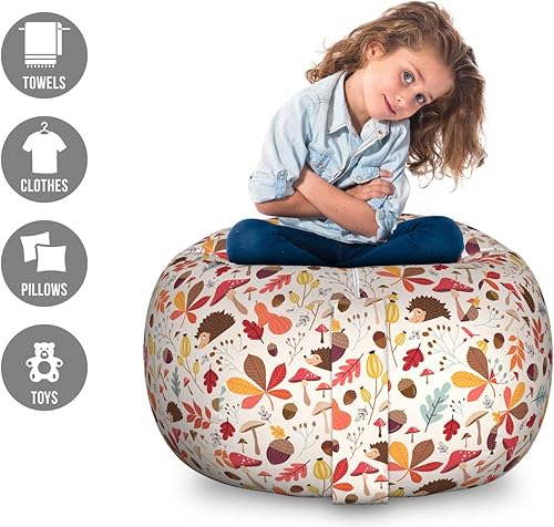 Miniatura 122 de Lunarable Silla de almacenamiento para adolescentes, coloridos patines de estilo retro, para actividades juveniles, para niñas y niños, divertido