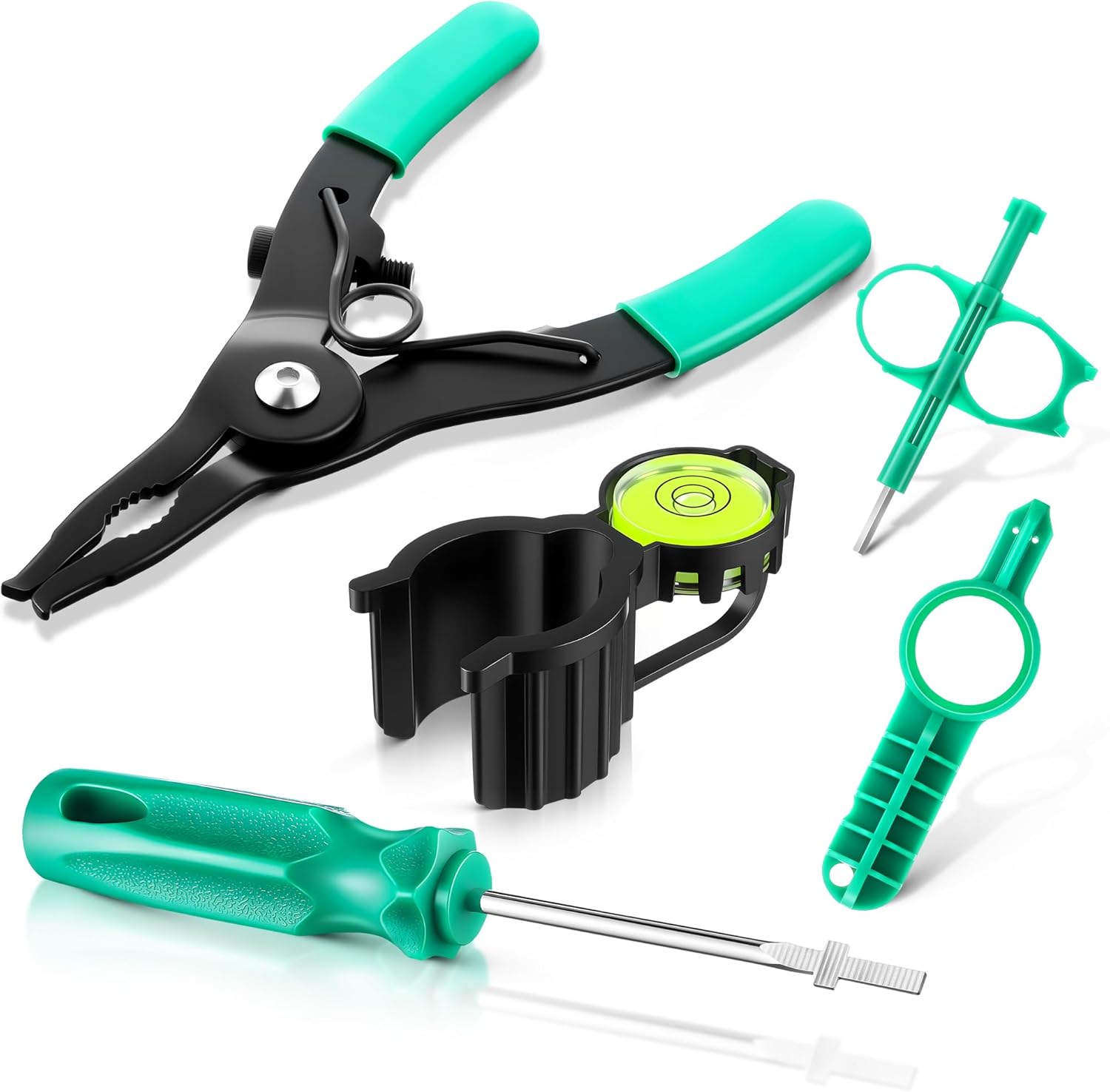 5 Pack Sprinkler Head Tool Kit Compatible with RainBird Hunter Sprinkler Head, Hold Up Tool with Bubble Level, Rotor Adjustment Tackle, Nozzle Insertion Collar for Lawn Irrigation System