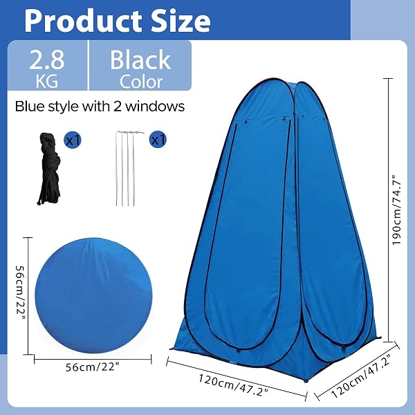 Exsink Tente de Douche Pop Up, Tentes de Toilette Portable pour Camping, Protection UV, avec Sac de Transport et Accessoires, pour Le Camping, la Plage et Les Activités de Plein Air - 2
