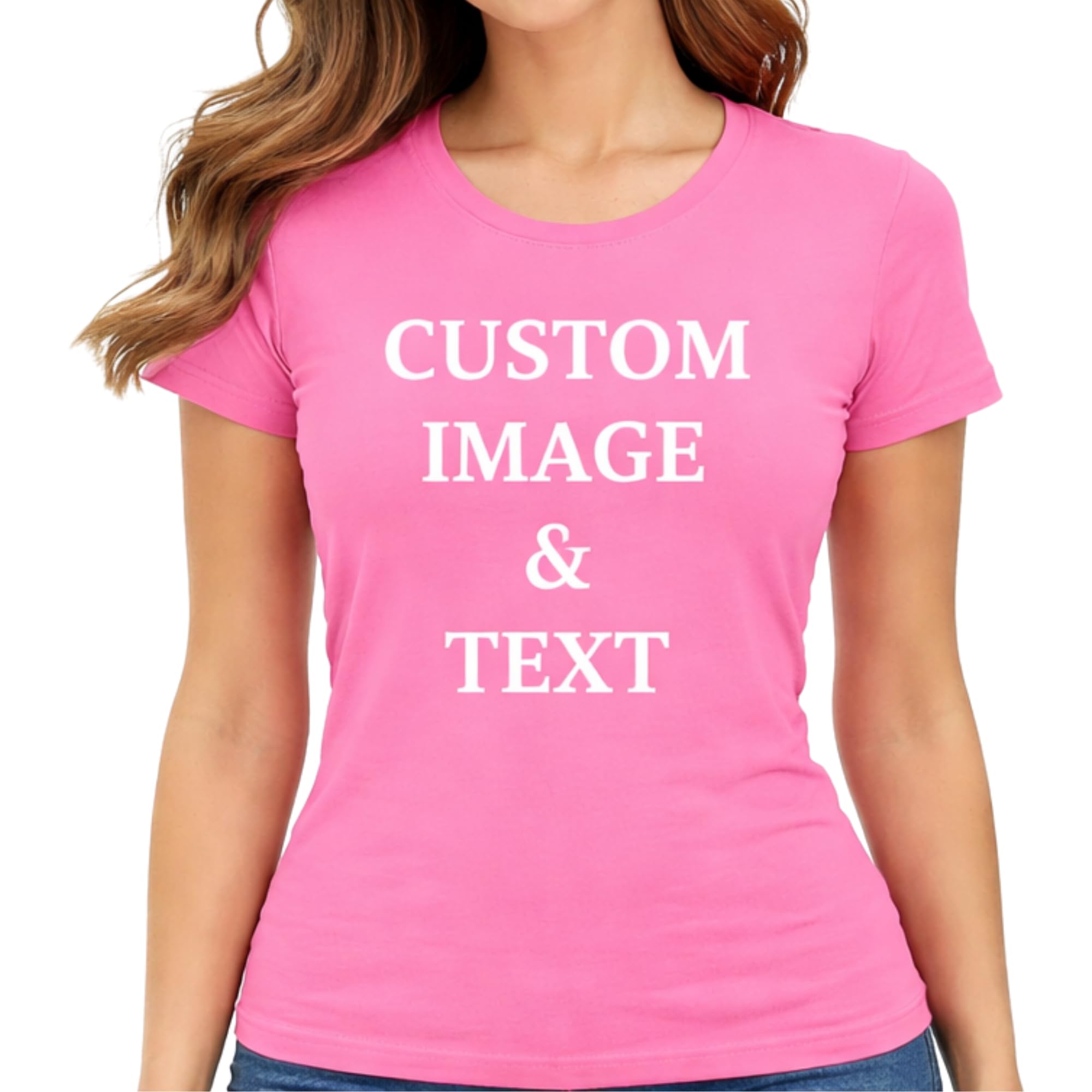 Ladies Customized Fan Tee Shirt, Design Your Own by Uploading Photos, Text, Logos Or Any Design, Custom Gifts