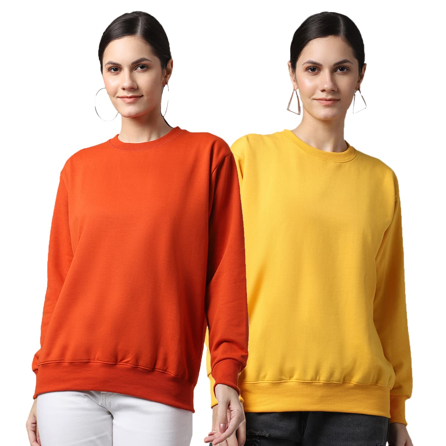 Fleece Round Neck Sweatshirt for Women (Pack of 2)-SW_RRN_RST_Sky_002-P