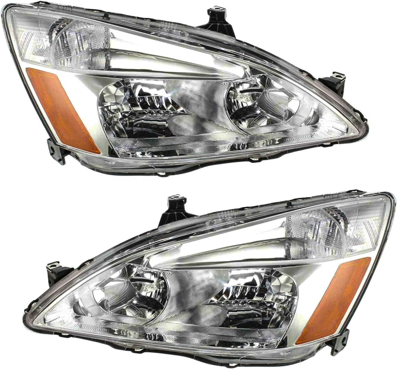 Set of 2 Driver Left & Passenger Right Side Composite Headlight Assembly Clear Lens For Honda Accord 2003 2004 2005 2006 2007 - HO2502120 HO2503120