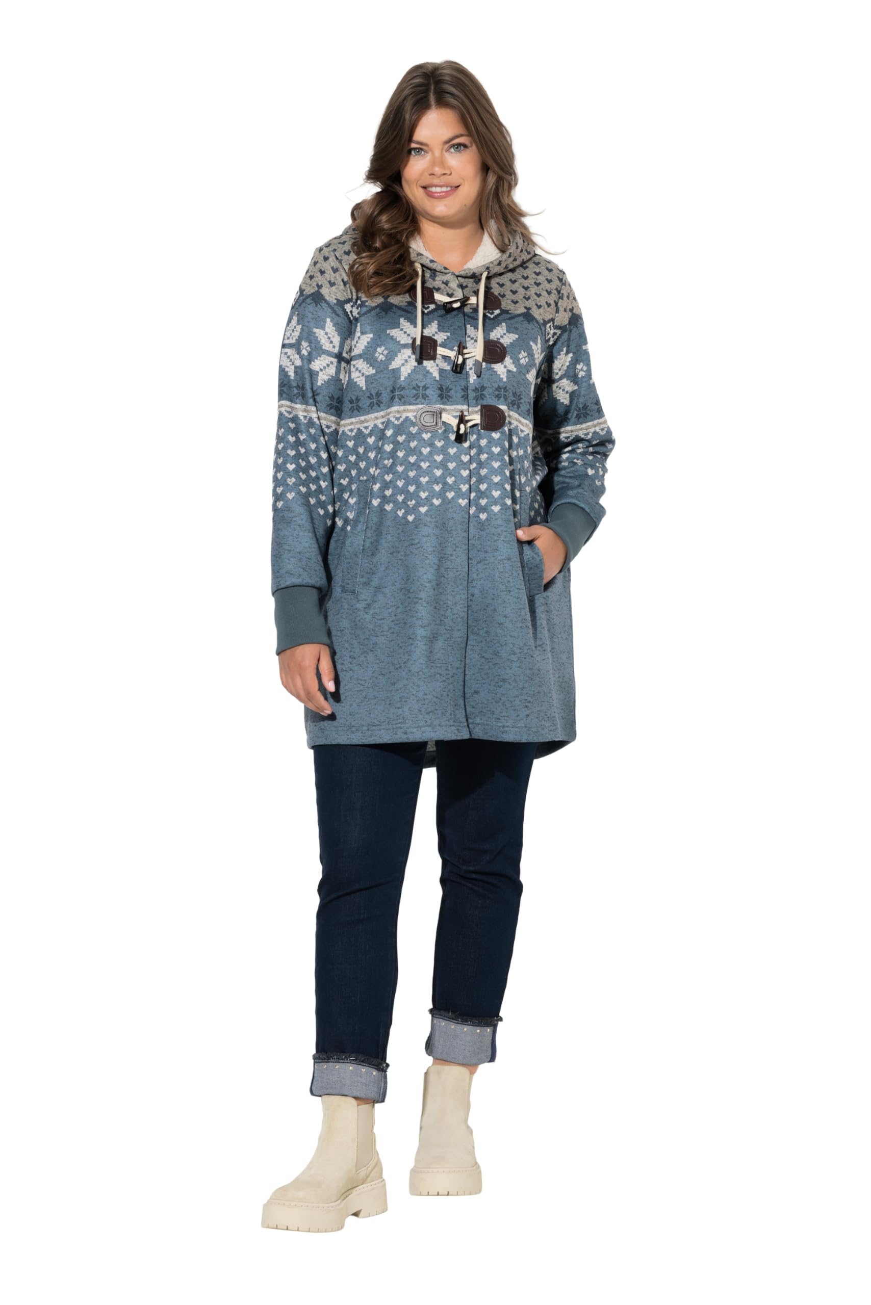 Laurasøn Norweger-Strick-Fleece-Jacke, Kapuze 843596