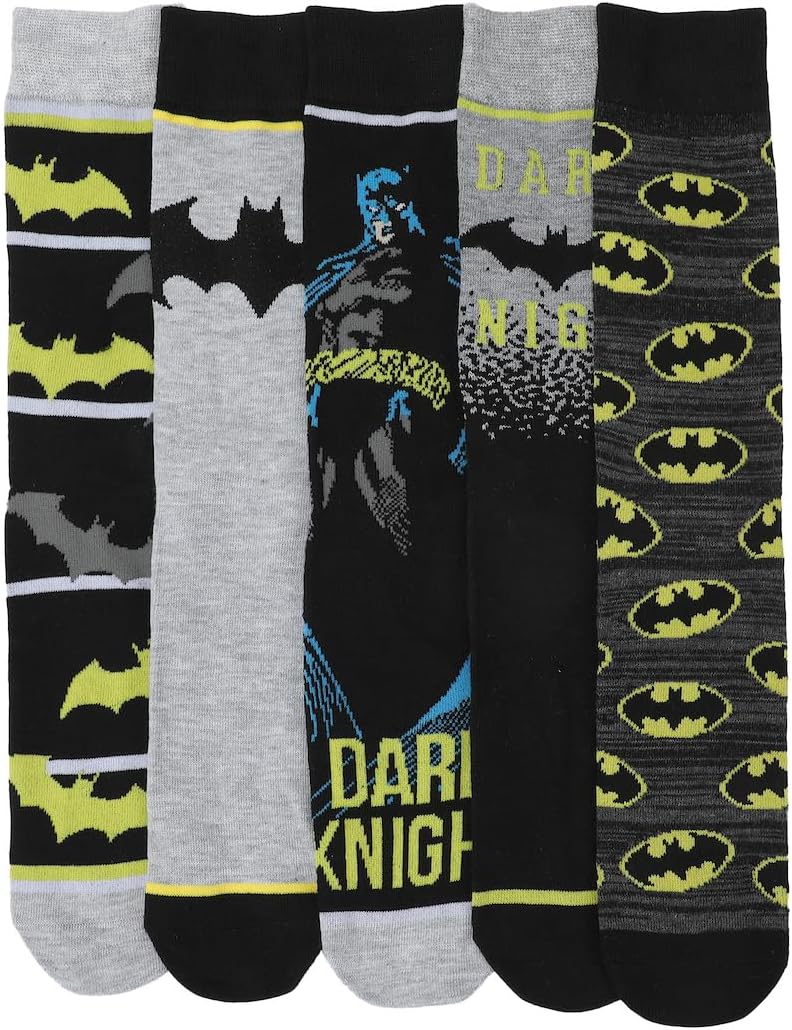 Batman Adult Crew Socks - 5-Pack of Dark Knight Comfort!