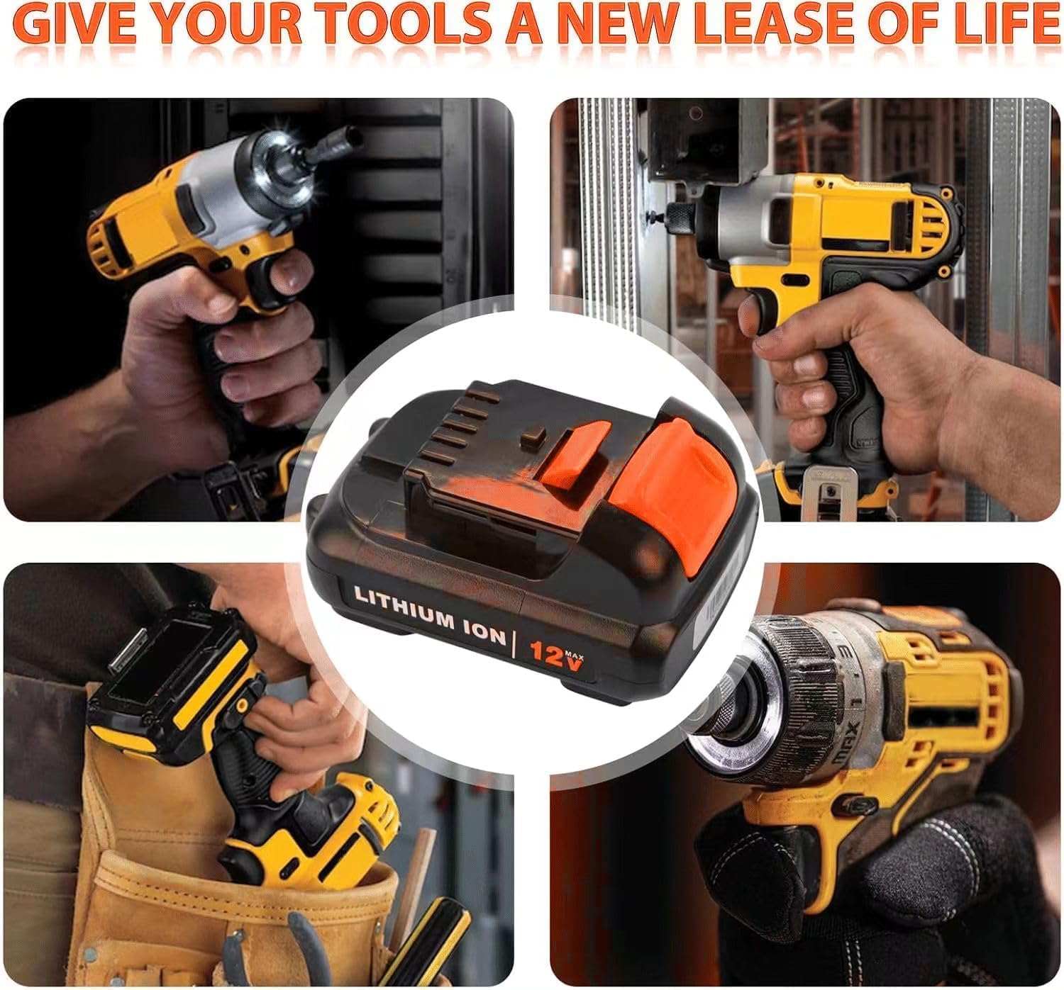 DCB120 12V 4.0Ah Replacement Battery for Dewalt 12V Battery DCB121 DCB123 DCB122 DCB124 DCB125 DCB127 Compatible with All Dewalt 12 Volt Max Lithium Battery(2 Pcak) - Image 9