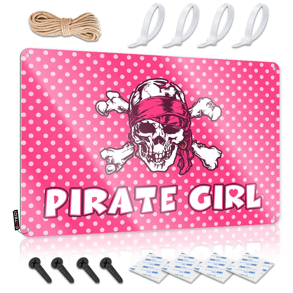 HELIOFORGE Bar Signs For Home Bar Funny Pirate Girl Tin Sign Wall Decor Metal Tin Sign Man Cave Rules(30X40CM)