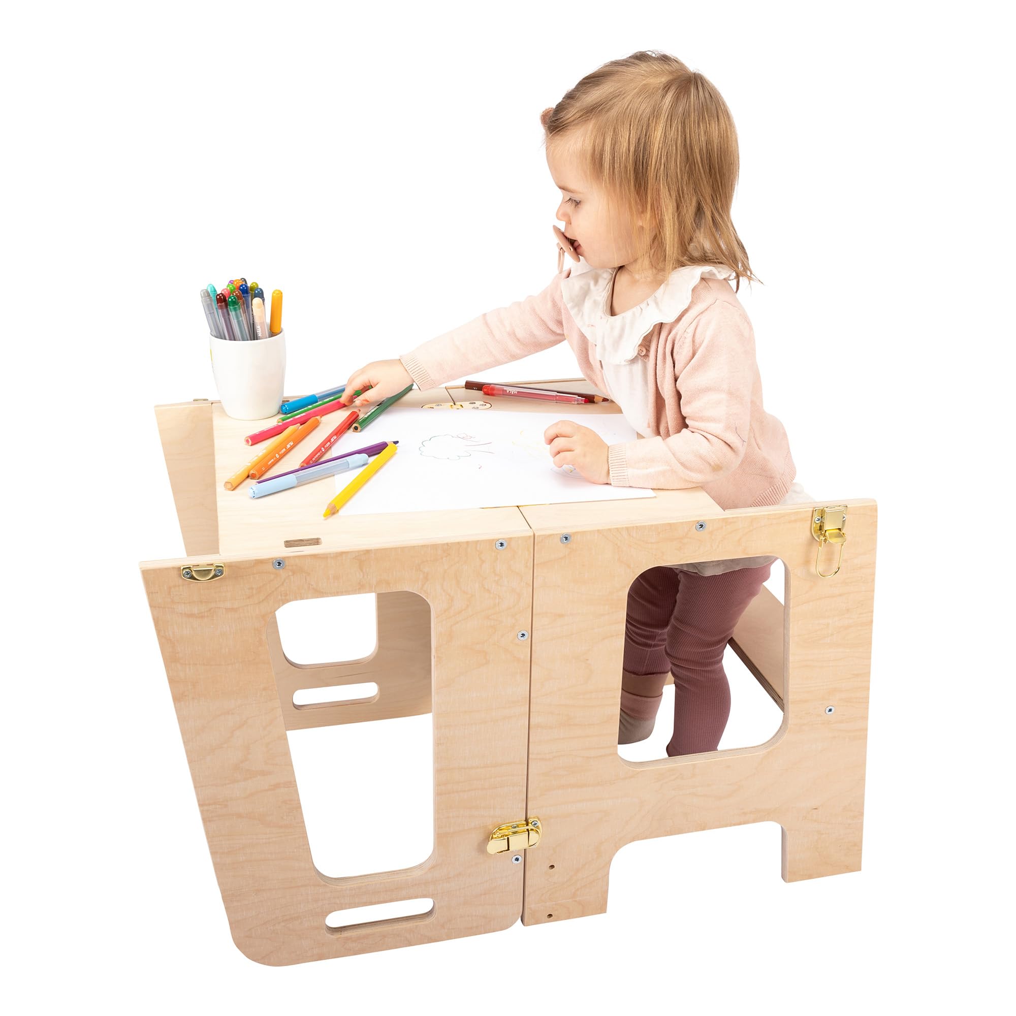 Lernturm ab 1 Jahr (Lackiertes Holz, Ohne Rutsche)