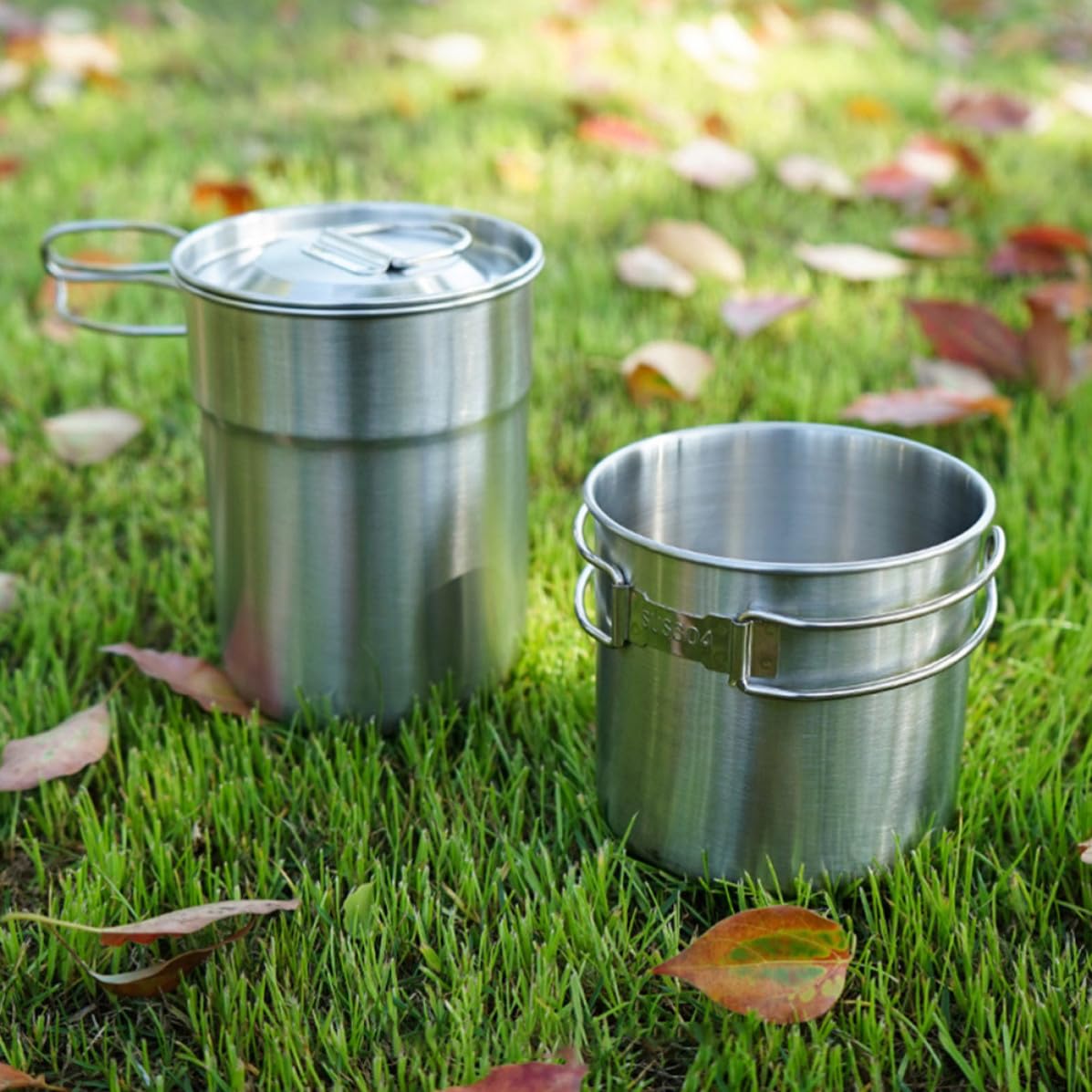 Juego de Tazas Plegables 700ml 2 Piezas de Acero Inoxidable