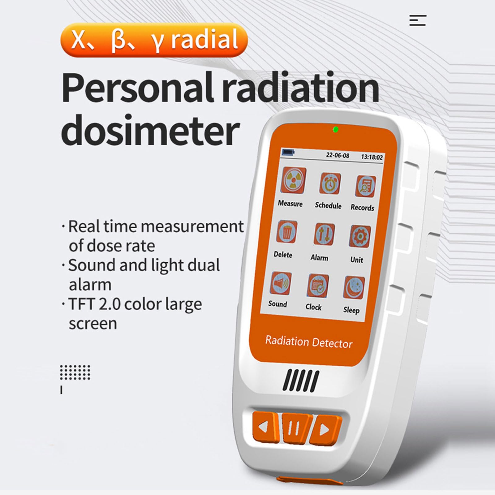 JITEM Geiger Contador Detector de radiación nuclear Dosímetro de radiación personal con alarma de luz de sonido portátil de alta precisión Beta Gamma Radiación Monitor Medidor