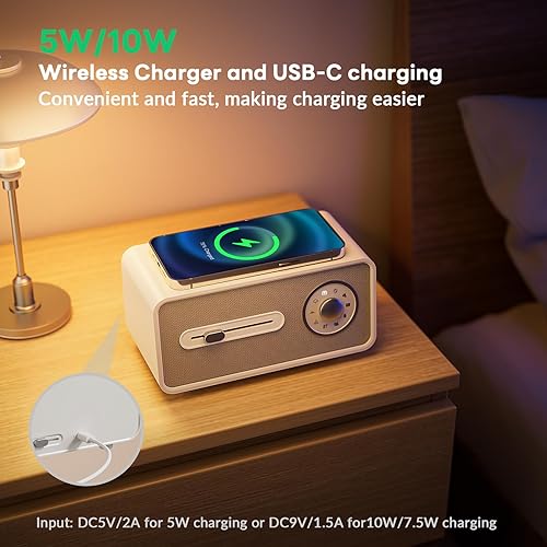Miniatura 5 de Máquina de sonido de ruido blanco para dormir, 9 sonidos naturales y relajantes, cargador inalámbrico, reproducción de música para dormitorio y