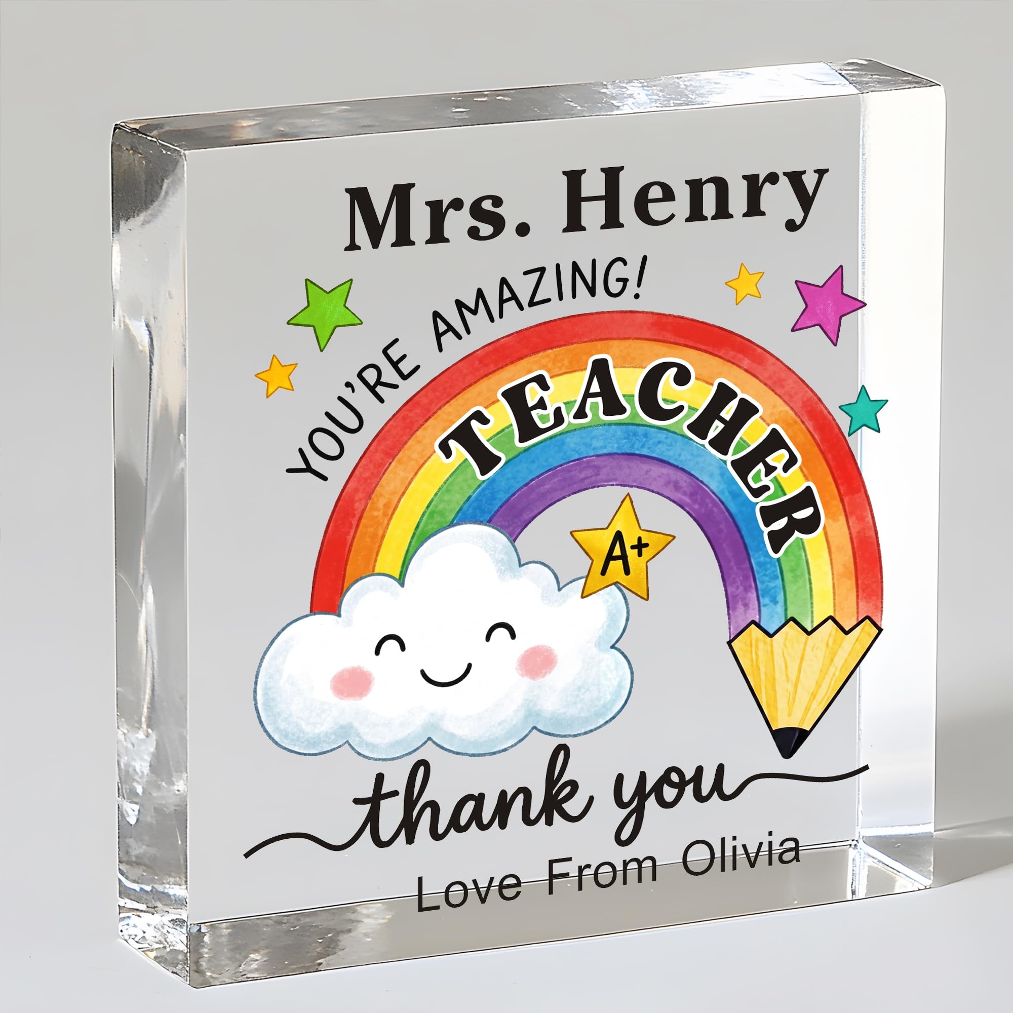 EDSG Personalised Thank You Teacher Gifts for Women, Acrylic Plaque Best Teacher Gifts, Teacher Appreciation Gift, Thank You Gift for End of Term, Teaching Assistant Gifts (Square-1)