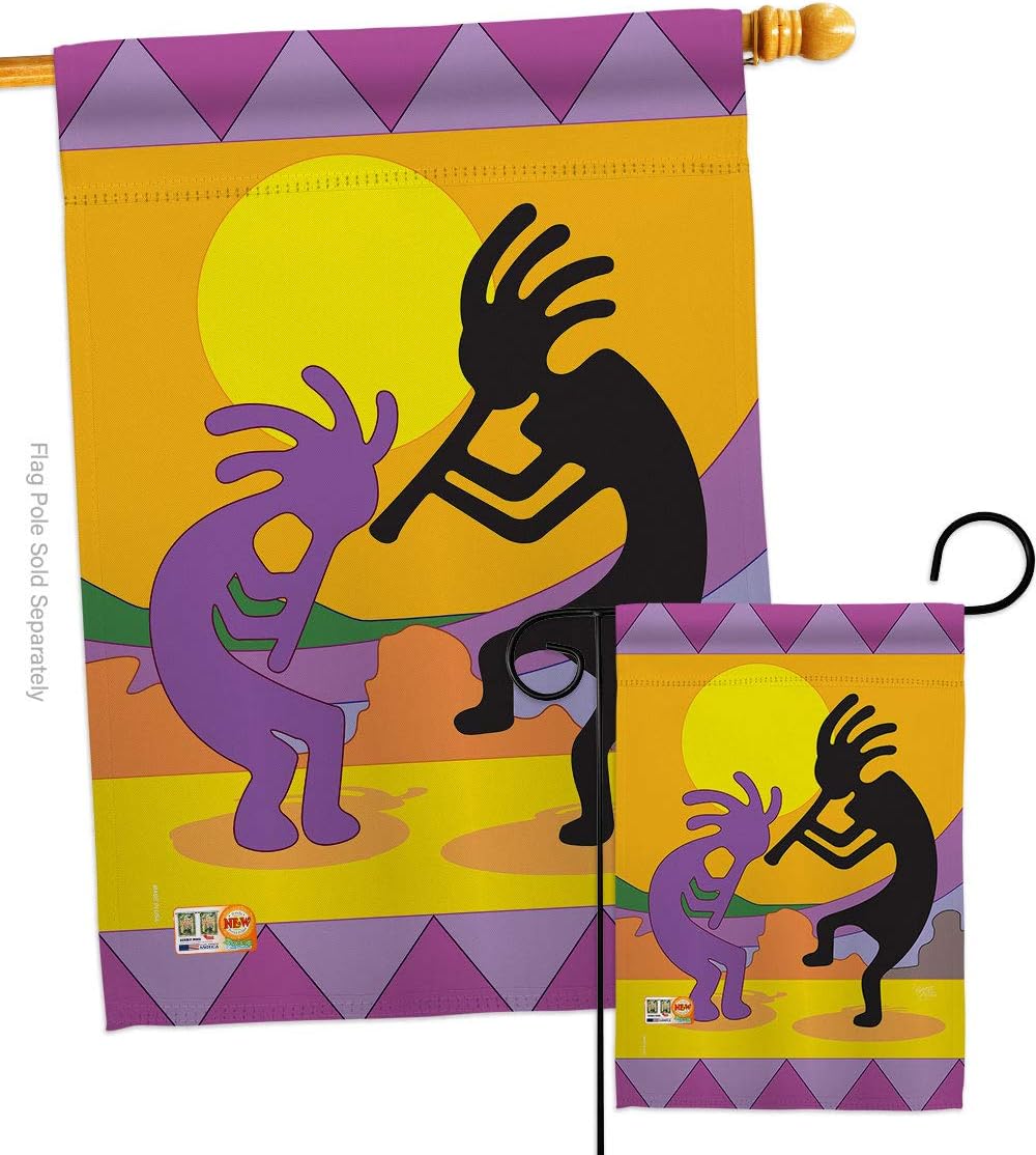Kokopelli Garden House Flags Set Country Living Southwest Desert Cactus Succulent Particular Area Small Decorative Gift Yard Banner Double-Sided Made In USA 28 X 40