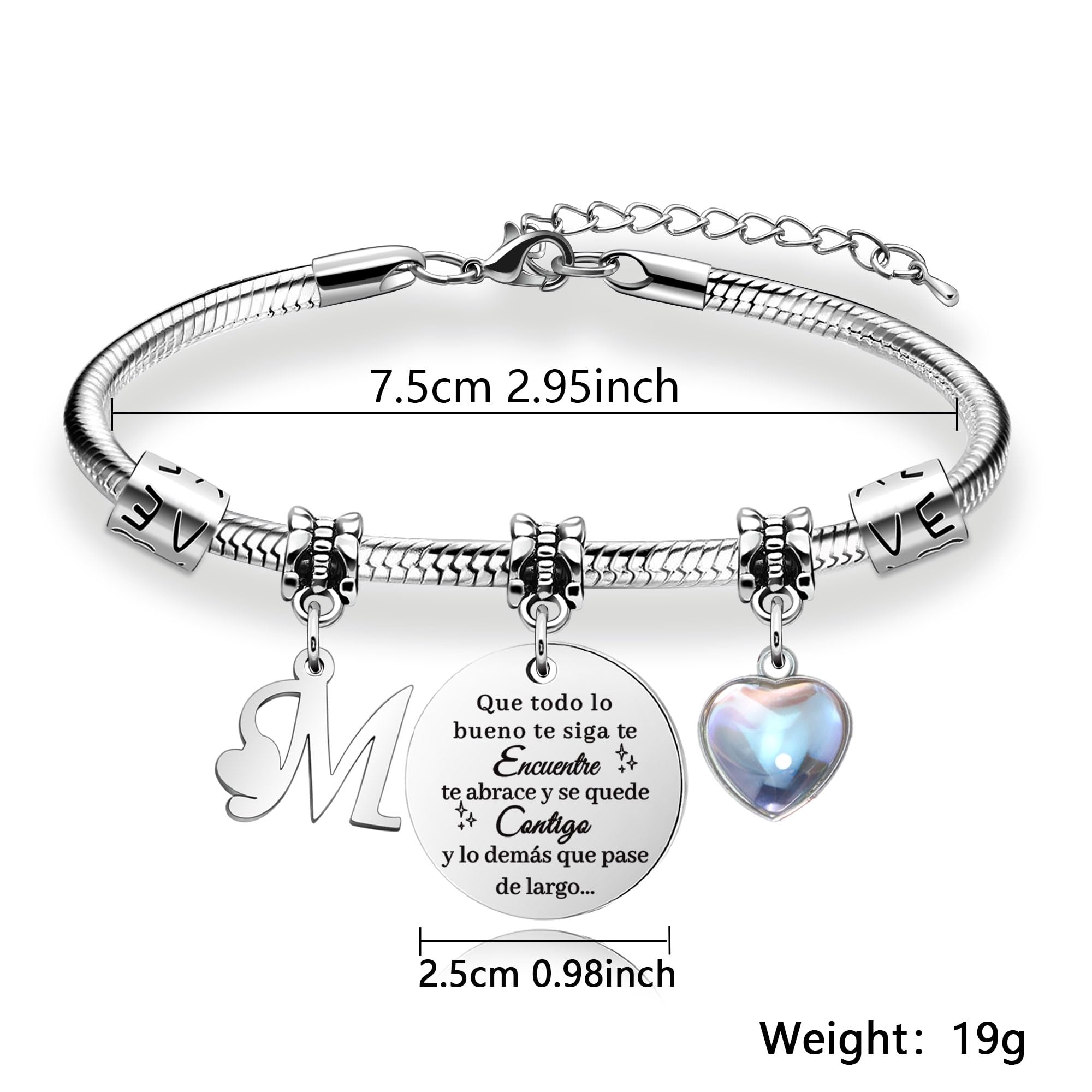 Regalos para Mujeres Pulsera de Plata con Letras Iniciales - Regalo Personalizado para Hija, Sobrina, Hermana, Amiga, Adolescente, Madre y Tía - 2