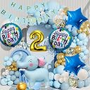 ARV ZONE Jungle Safari Theme 2nd Birthday Decoration Kit, 3D Elephant Foil Balloon with Blue White Gold Chrome Balloon Garland Arch Kit for 2 Years Birthday (ELEPHANT 2) gallery image
