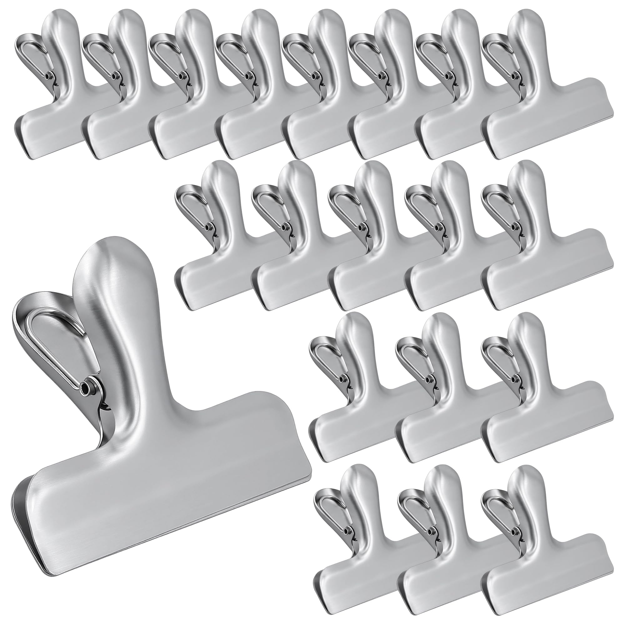 JIAYUET 20 Pack Chip Clips, 3 Inch Wide Stainless Steel Sealing Clips, Food Bag Clips for Snacks, Bread, Coffee, Kitchen