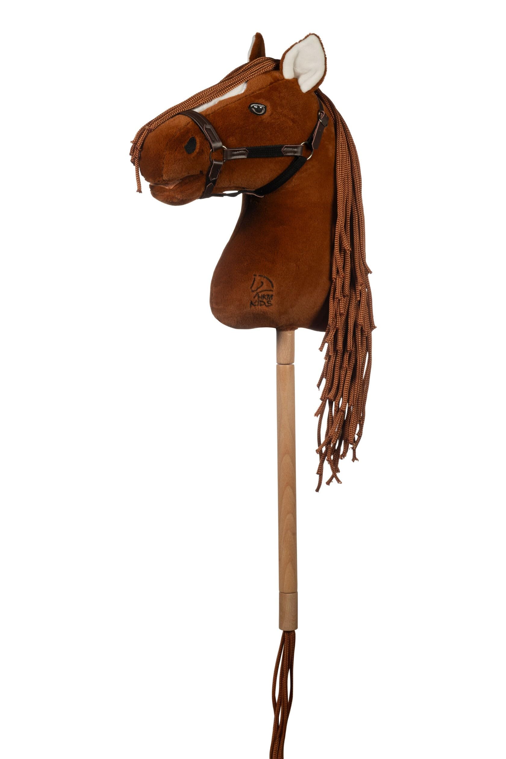 Brama West HKM Hobby Horse Premium Set – Steckenpferd mit Premium Decke & Fliegenhaube in Beige – mit Glitzersteinen & Stickerei – Kinder Hobby Horsing (Dunkelfuchs/Beige)