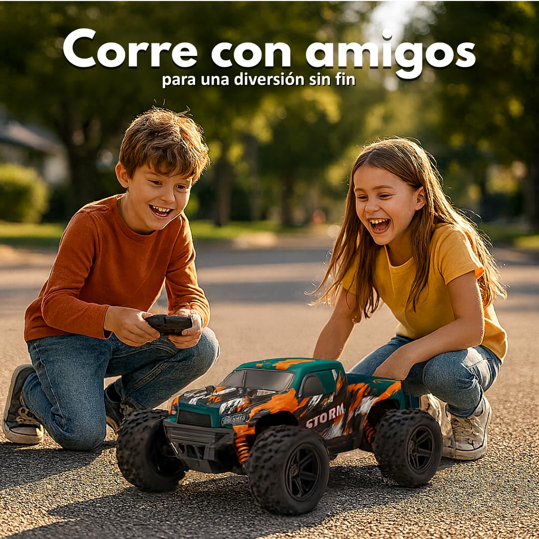 Coche teledirigido RC 4WD Escala 1:18, Monster Truck Off-Road 36 km/h con Control Remoto 2.4GHz, vehículo Todoterreno para Interior y Exterior, Regalo para niños +14 años