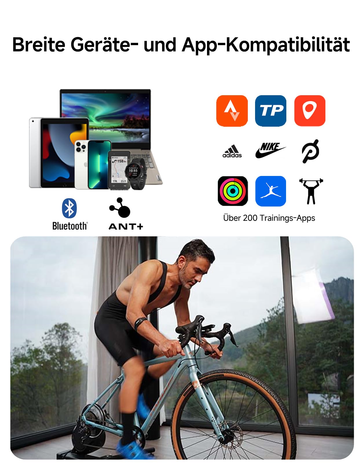 iGPSPORT Herzfrequenzmesser Armband, Bluetooth 5.0 ANT+ HR70 Pulssensor für den Sport, 65H Batterielebensdauer Fitness Armband für Sportarten Laufen Radfahren