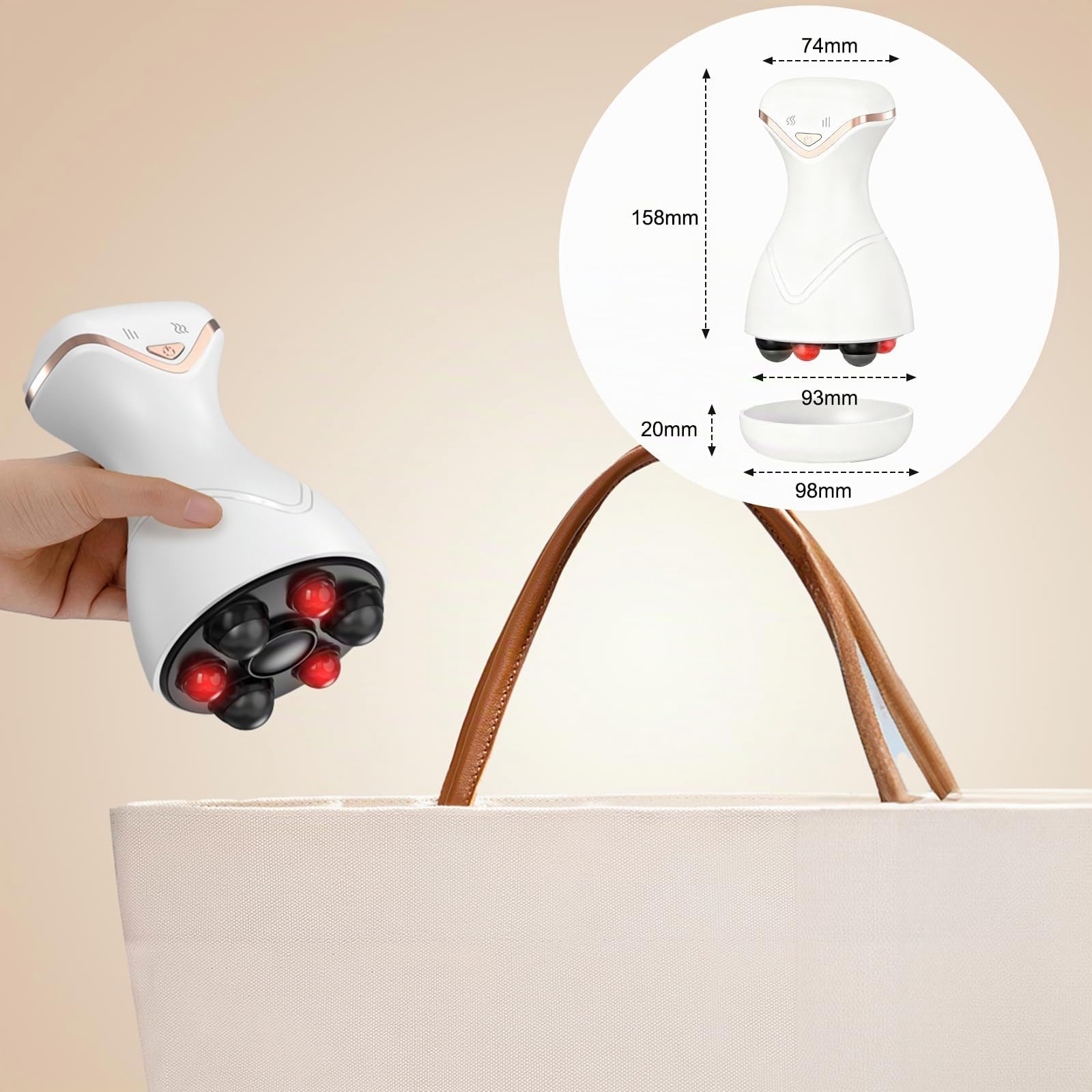 Massaggiatore Anticellulite, Massaggiatore Elettrico per Addome, Glutei, Gambe, Schiena, Favorisce L'aumento Circolazione Sanguigna, Luce Rossa e Perlinemagnetiche