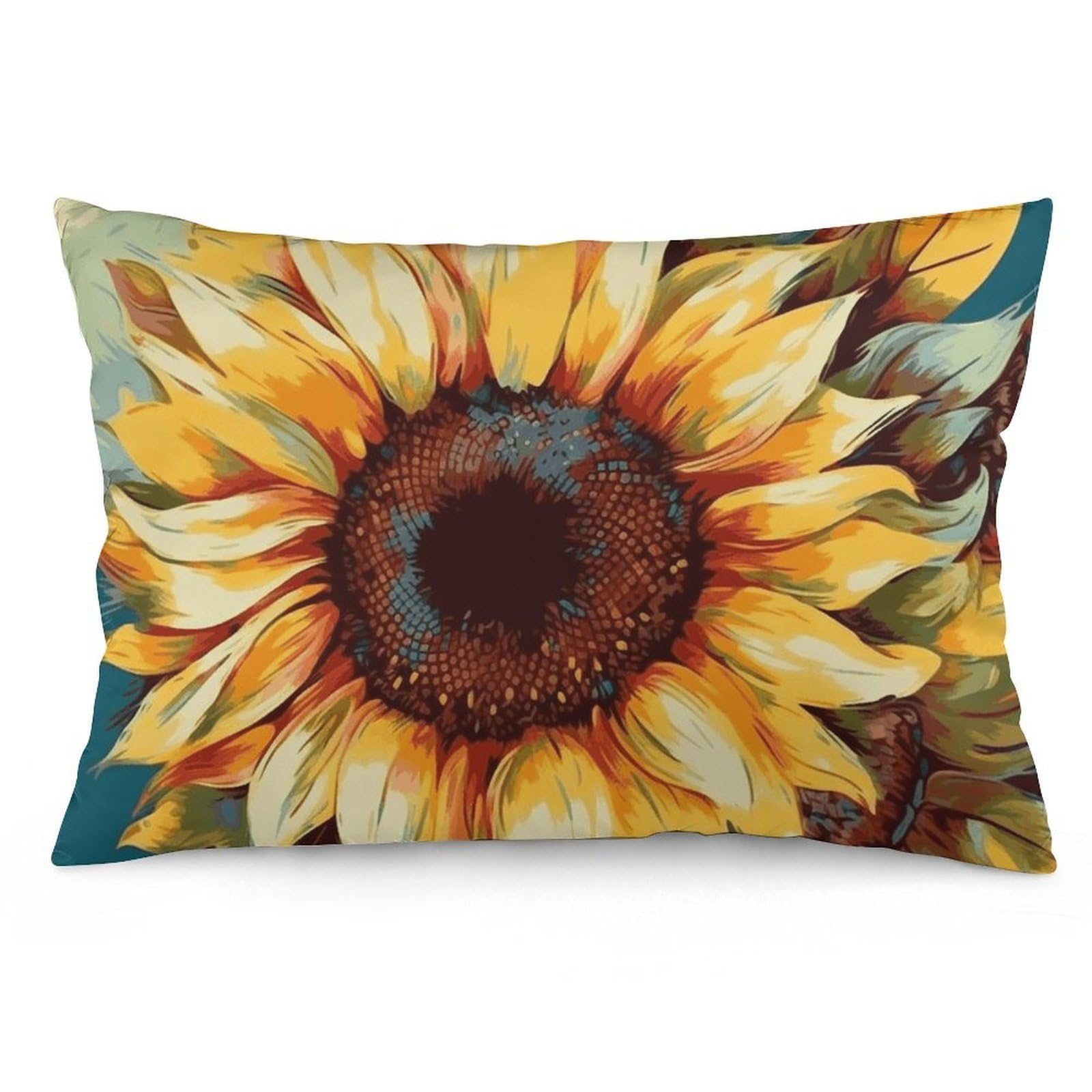 2 Pack Pillow Cases for Hair and Skin, Soft Breathable Pillow Case Covers with Hidden Zipper, Color Painting Sunflower Pillowcase 16 "x24 Pillow Covers for Sleeping Gift