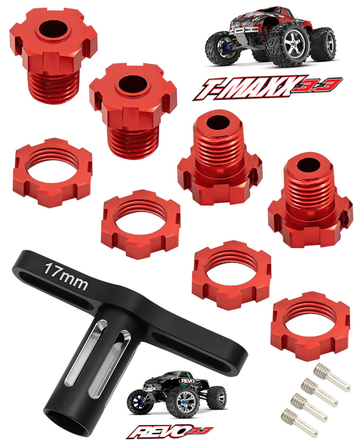 Wheel Hub Kit For Traxxas 3.3 Revo, E-Revo, E-Maxx, Summit – 8 Bearings Included, Winter Evening