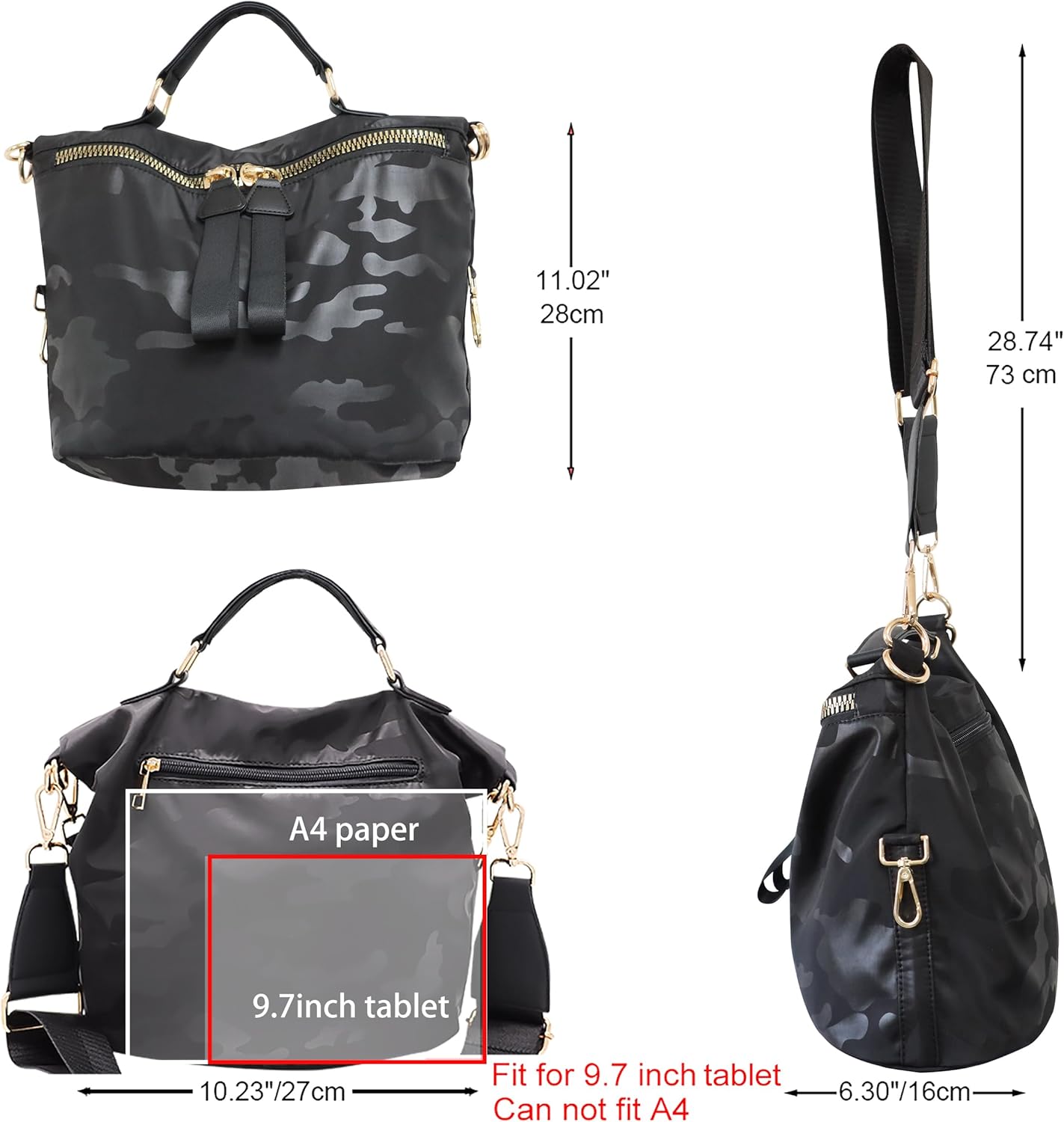 Women Nylon Handbag Anti-theft Casual Lightweight Travel Shopping Shoulder Bag Crossbody Bag - Image 3