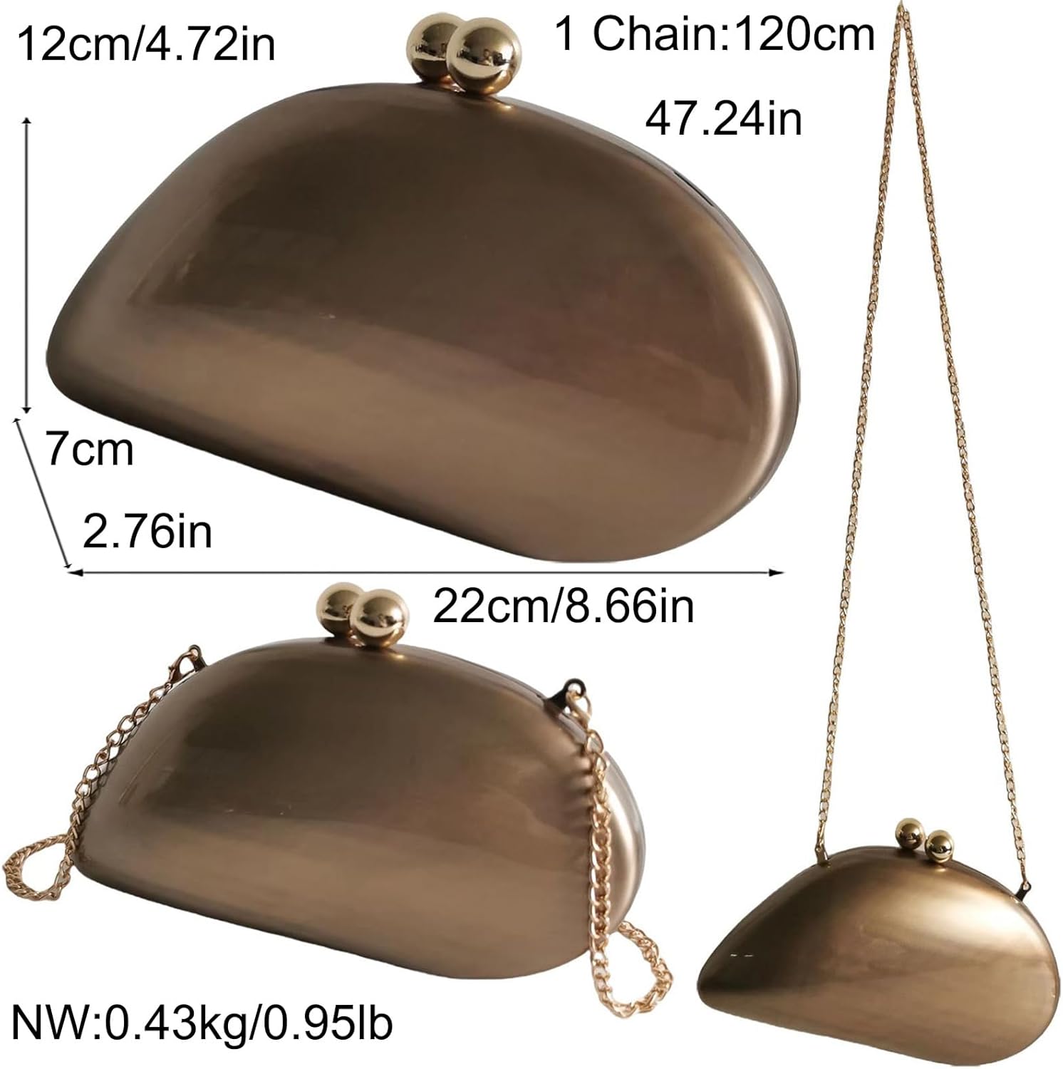 Acrylic Shell Handbag Removable Chain Crossbody Shoulder Evening Bag Clutch Purse for Women Formal Wedding Party Prom - Image 4