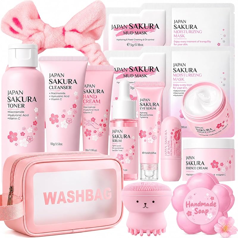 Conjunto de cuidados com a pele Sakura Sulily para crianças e adolescentes, 15 peças