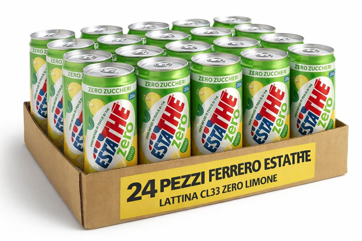 Tè Freddo al Limone Senza Zuccheri 24 Lattine da 33 cl Bevanda Analcolica con Infuso di Tè Gusto Fresco e Dissetante Ideale per Pasti Aperitivi e Tempo Libero