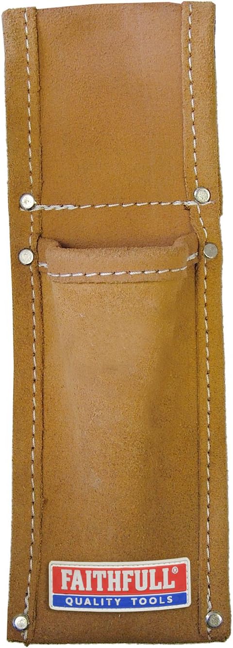 Faithfull Scaffold Level Holder – Single Pocket Spirit Level & Small Tool Pouch with Looped Belt Fitting for Carpenters, Roofers & Joiners – Tan, 270mm x 90mm