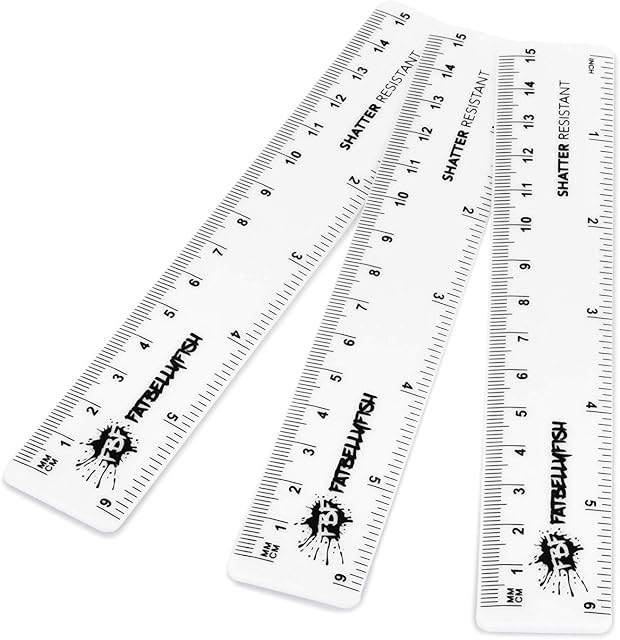 6 Inch / 15cm Rulers - Shatter Resistant - Pack of 3 - White - Fat Belly Fish
