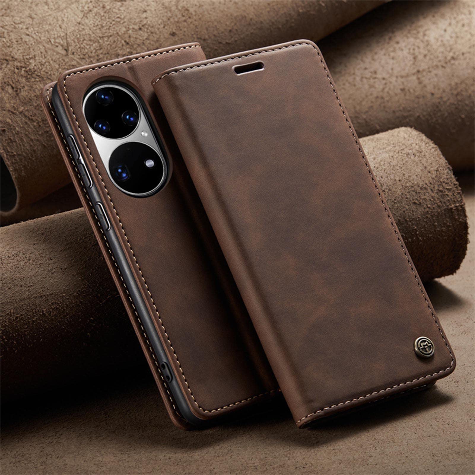 VQWQ Custodia per Huawei P50 Pro, Flip Cover a Portafoglio in Pelle PU Gatto Slot per Schede Libro Cavalletto Supporto Case Wallet Cordino RFID Blocco Magnetica per Maschio Donna -[TX]-Blue