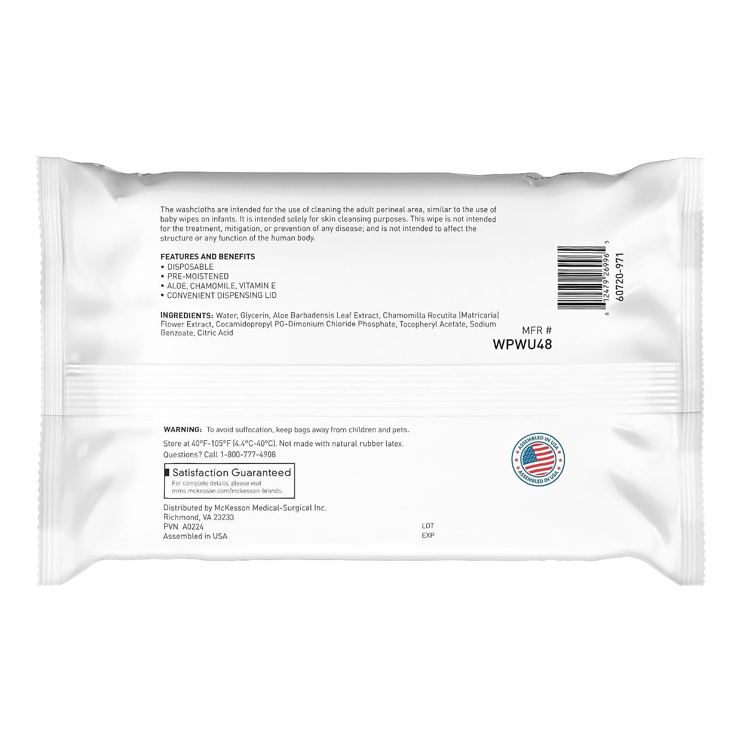 McKesson Washcloth Wipes, Unscented, 48 ct image 5