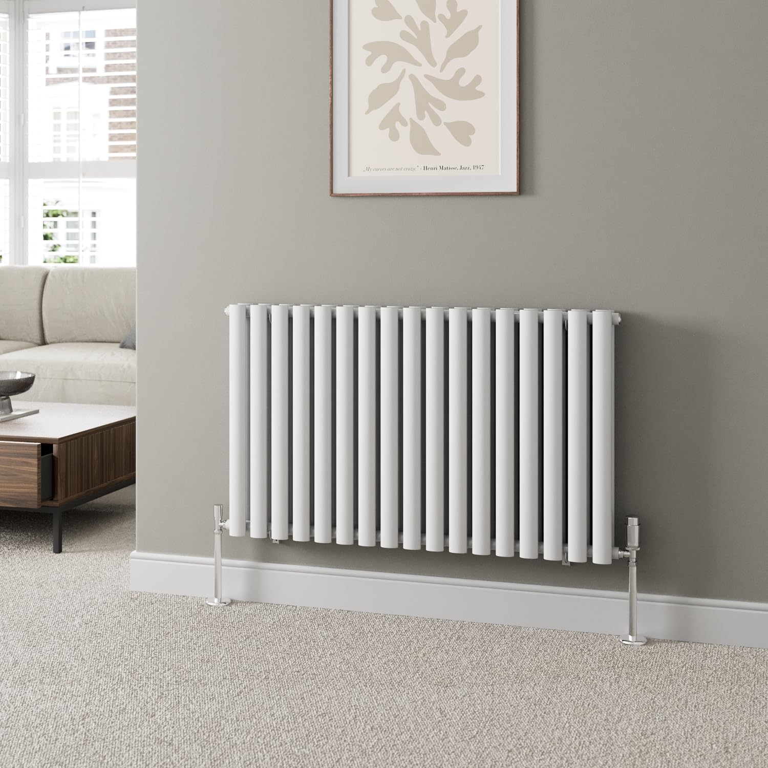 Duratherm White Duratherm® 600 X 1020Mm Horizontal Designer Radiator Double Column Oval Tube Modern Central Heating Panel Bathroom Radiators