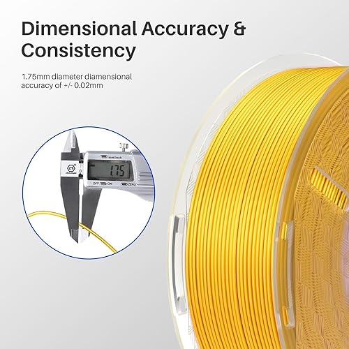 Miniatura 4 de ELEGOO Filamento PLA de seda de 0.069 in, plateado, 2.2 lbs, filamento de impresora 3D, precisión dimensional +- 0.001 in, carrete de plástico de