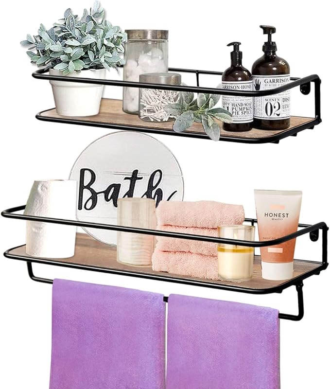 QEEIG Shelves floating shelf set with wire storage for bathroom tank top use
