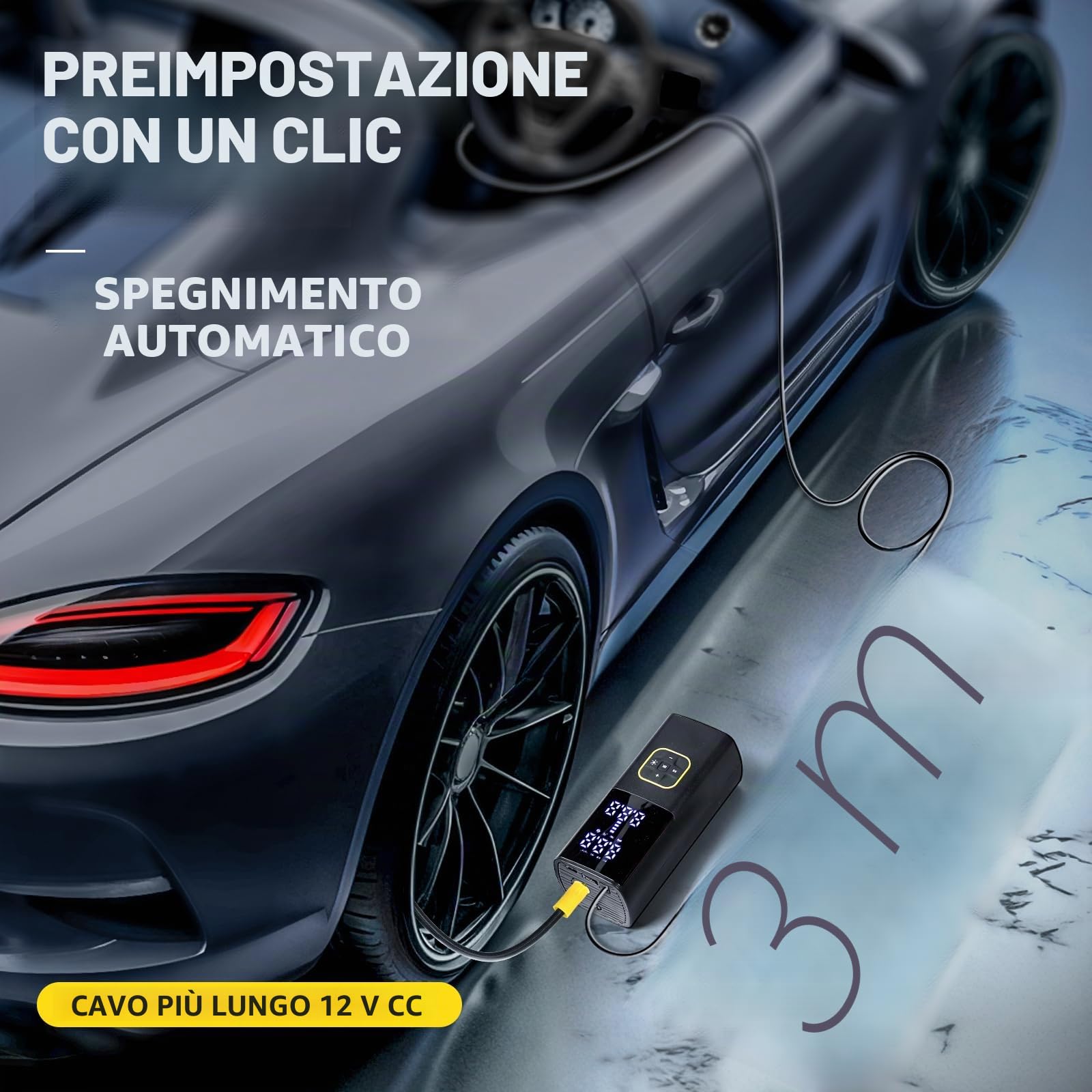 Zune Lotoo Compressore d'aria portatile ricaricabile per pneumatici auto, 150 psi, alimentato a batteria, senza fili, con manometro digitale e spegnimento automatico, per bicicletta, moto, bici