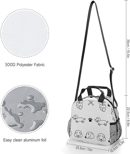 Miniatura 2 de DEVONWIDE Linda bolsa de almuerzo para perro salchicha para cachorros, reutilizable, hielera para mujeres, bolsa de almuerzo de gran capacidad con