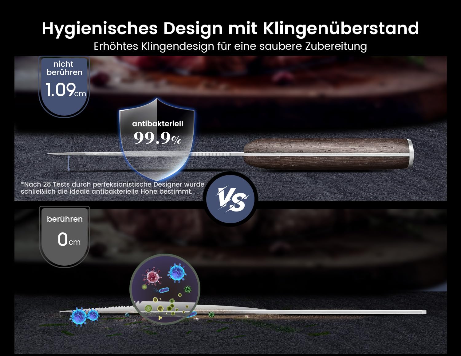 SYOKAMI Steakmesser Set 6 Teilig, 12,2cm Glattes Steakmesseraus japanischem Edelstahl mit hohem Kohlenstoffgehalt und Holzgriff, Damastmuster, Full-Tang-Design, Haarscharf