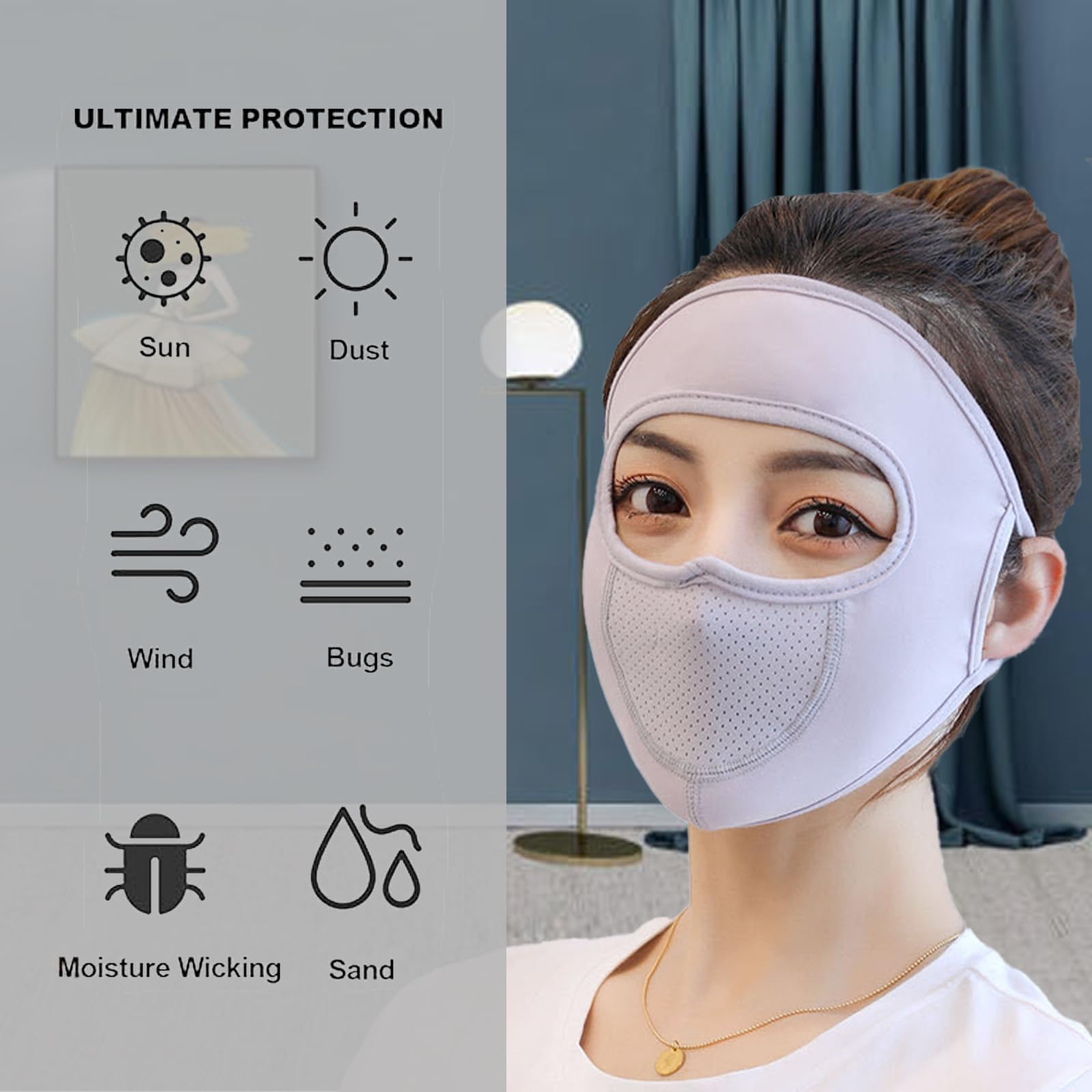 2 Pezzi Visiera Integrale Protezione UV, Maschera per protezione solare, Multifunzionale Seta e Lavabile Protezione UV per il viso Moto Ciclismo Sport Maschera per Outdoor