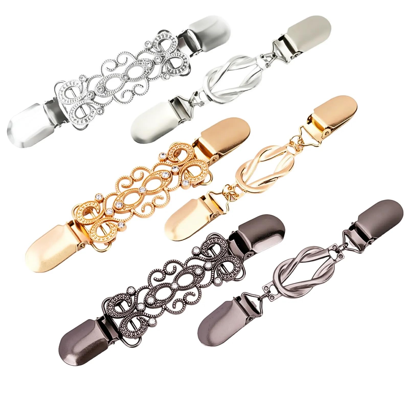 6PCS Clothing Cinch Clips, Vintage Sweater Clip for Cardigans, Shirt & Dress Waist Cincher, Shawl Vest & Tops Clothing Tightener, Elegant Waist Back Cinching Accessory for Women & Girls