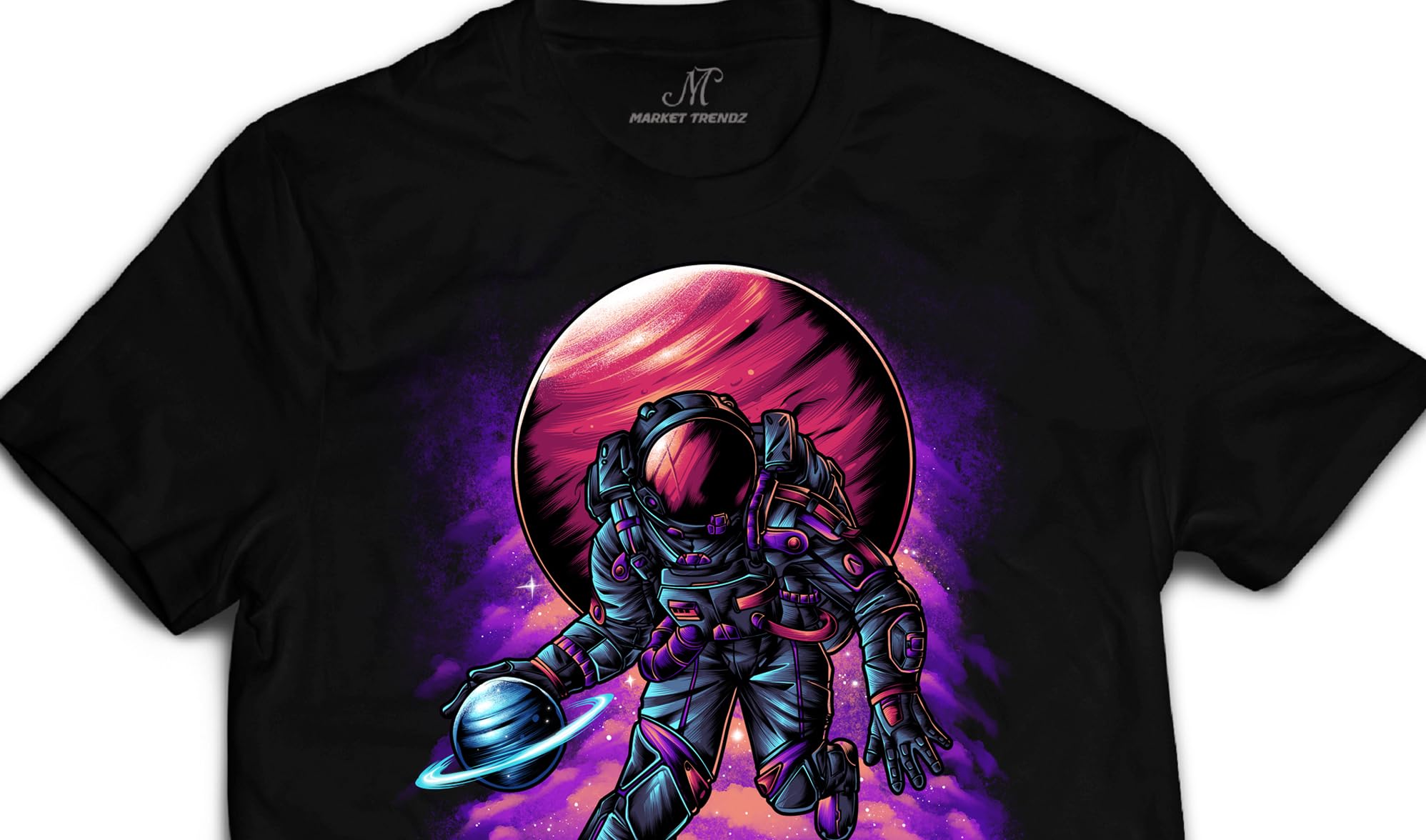 Space Baller Astronaut Mens T-Shirt - Cosmic Basketball Graphic Design Tee Blk M