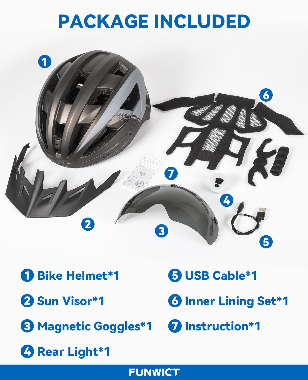 Fahrradhelm mit Visier für Herren Damen, Leichte Fahrradhelm mit Magnetischem Brille und USB-Aufladung LED Licht, Stylisch Mountainbike Helm Größe M/L/XL